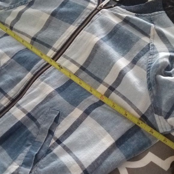 Sanctuary Blue Plaid Bomber Jacket SZ S - Picture 9 of 9